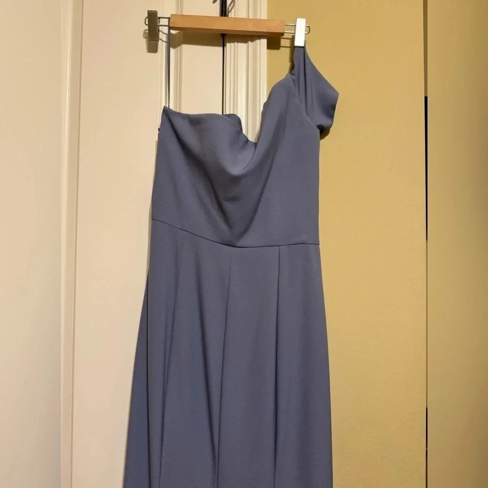 Amsale Yana Slate Crepe Prom Bridesmaid Formal Dress Long Size 12 - Picture 9 of 15